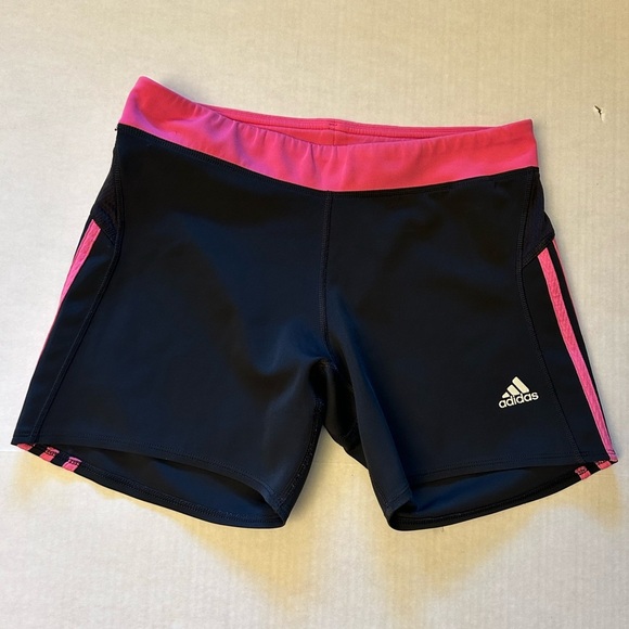 Adidas Climate Black athletic Shorts with Pink 3 strip Trim Sz-M. AA11 - Picture 5 of 11